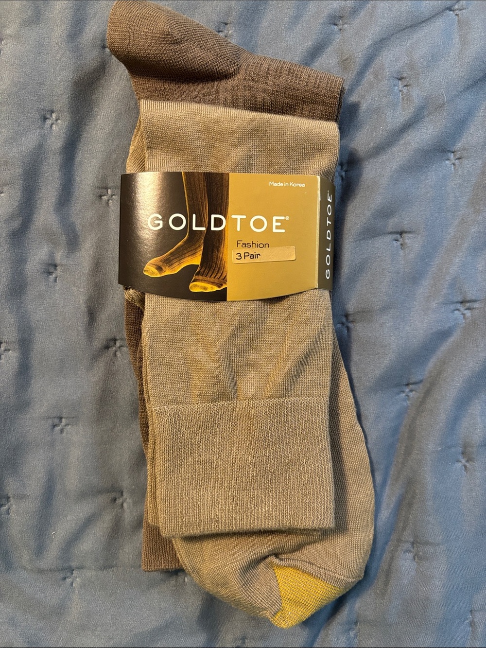 Gold Toe Men's Dress Socks in Tan with Yellow Accent (2 Pair)
